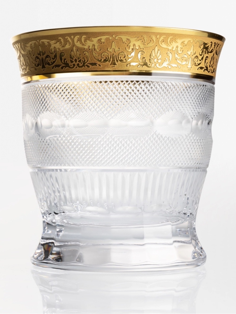 Moser Crystal Tumbler with Ornate Gold Band